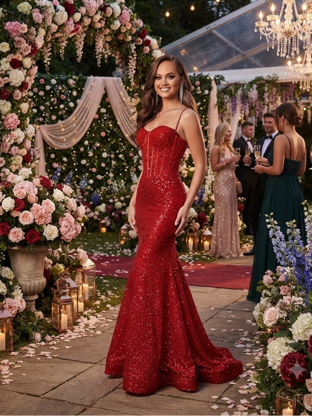 Formal Red Sequin Gown, Size 4, NWOT